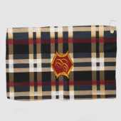 Classic Monogram Stylish Kariert Black Red & Beige Golfhandtuch (Horizontal)