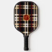 Classic Monogram Stylish Kariert Black Red & Beige Pickleball Schläger (Vorderseite)
