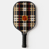 Classic Monogram Stylish Kariert Black Red & Beige Pickleball Schläger (Rückseite)