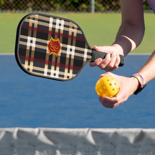 Classic Monogram Stylish Kariert Black Red & Beige Pickleball Schläger (InSitu)