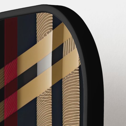 Classic Monogram Stylish Kariert Black Red & Beige Pickleball Schläger (Linke Seite)