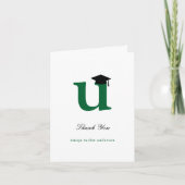 Classic Monogram U Graduation Cap Foto Modernes Dankeskarte (Vorderseite)