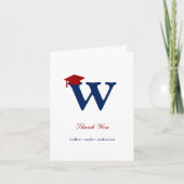Classic Monogram W Graduation Cap Foto Modernes Dankeskarte (Vorderseite)