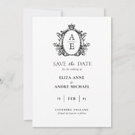 Classic Monogram Wappen Black and White Wedding Save The Date