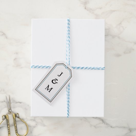 Classic Monogram Wedding Border line Geschenkanhänger (Mit Garn)