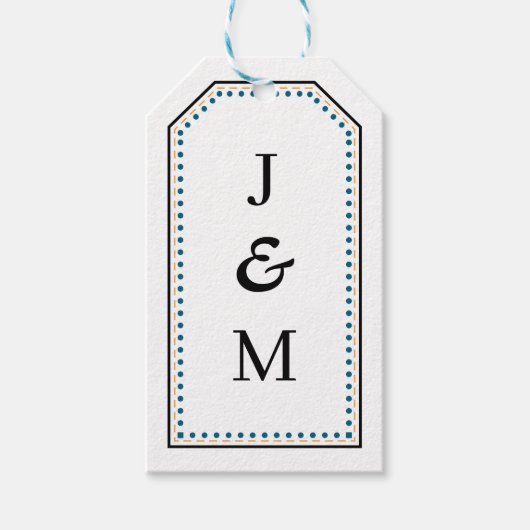 Classic Monogram Wedding Border line Geschenkanhänger (Vorderseite)