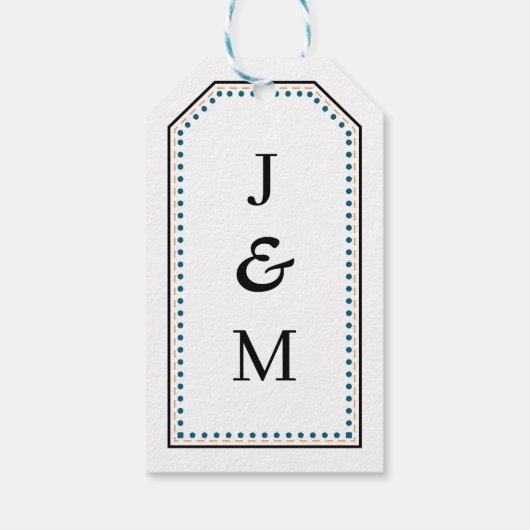 Classic Monogram Wedding Border line Geschenkanhänger (Rückseite)