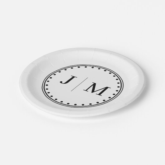 Classic Monogram Wedding Border line Pappteller (Schrägansicht)