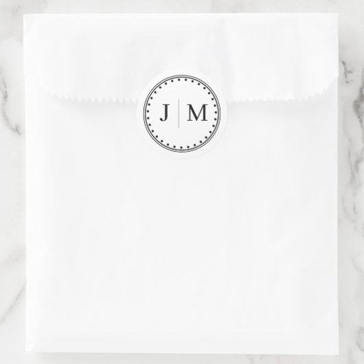 Classic Monogram Wedding Border line Runder Aufkleber (Tasche)