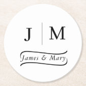 Classic Monogram Wedding Calligraphy line Runder Pappuntersetzer (Vorderseite)