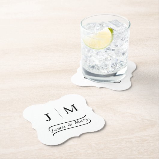 Classic Monogram Wedding Calligraphy line Untersetzer (Vor Ort)