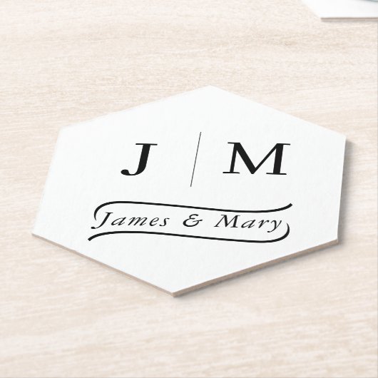 Classic Monogram Wedding Calligraphy line Untersetzer (angewinkelt)