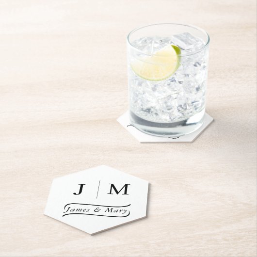 Classic Monogram Wedding Calligraphy line Untersetzer (Vor Ort)