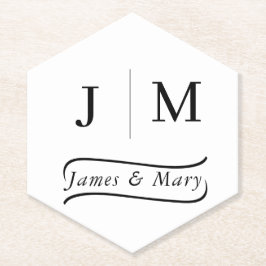 Classic Monogram Wedding Calligraphy line Untersetzer