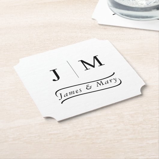 Classic Monogram Wedding Calligraphy line Untersetzer (angewinkelt)