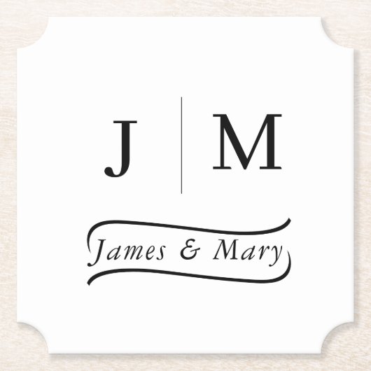 Classic Monogram Wedding Calligraphy line Untersetzer (Vorderseite)