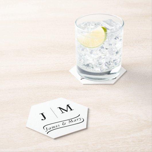 Classic Monogram Wedding Calligraphy line Untersetzer (Vor Ort)