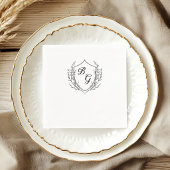 Classic monogram wedding crest black and white serviette