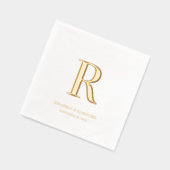 Classic Monogram Wedding Minimalistisch Gold Foil Servietten Mit Folie (Links)