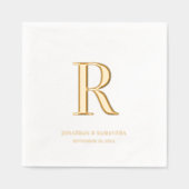 Classic Monogram Wedding Minimalistisch Gold Foil Servietten Mit Folie (Vorderseite)