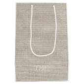 Classic Monogram weiße Initial Neutral Linen Mittlere Geschenktüte (Rückseite)
