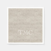 Classic Monogram weiße Initial Neutral Linen Serviette (Vorderseite)