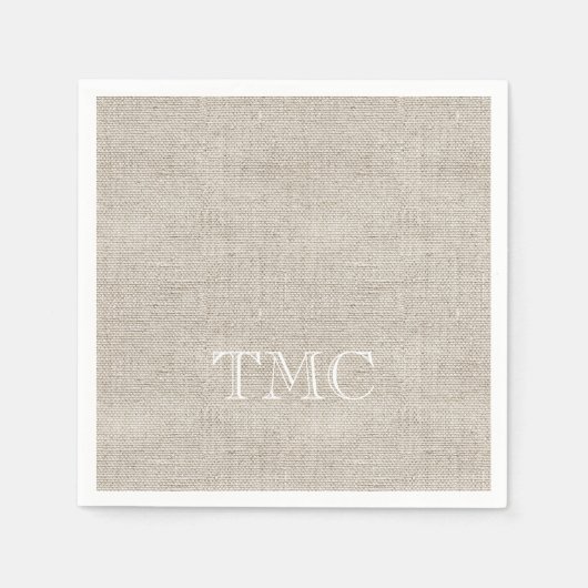 Classic Monogram weiße Initial Neutral Linen Serviette (Vorderseite)
