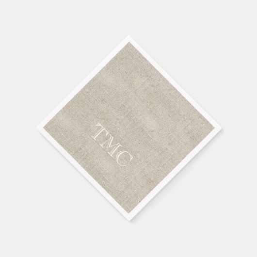 Classic Monogram weiße Initial Neutral Linen Serviette (Ecke)