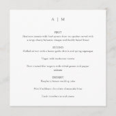 Classic Monogram White Custom Wedding Square Menükarte (Vorderseite)
