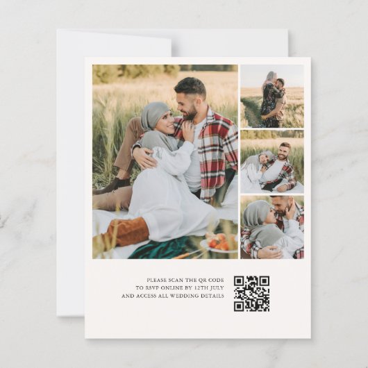 Classic Monogram White QR Code 4 Photo Wedding (Rückseite)