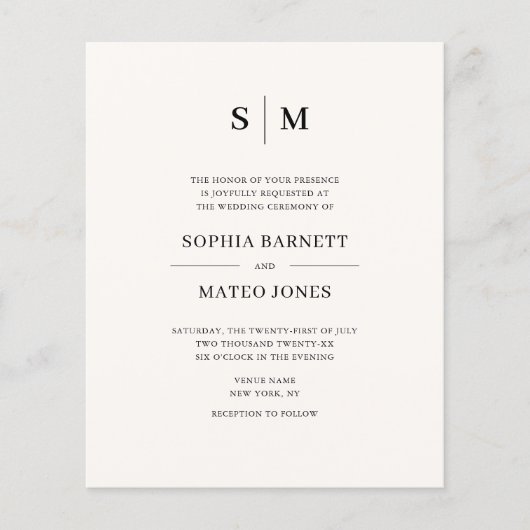 Classic Monogram White QR Code 4 Photo Wedding Flyer (Vorne)