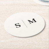 Classic Monogram White Wedding Runder Pappuntersetzer (Angewinkelt)