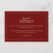 Classic Monogram Wine Red Wedding Details Begleitkarte (Vorderseite)