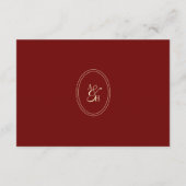 Classic Monogram Wine Red Wedding Details Begleitkarte (Rückseite)