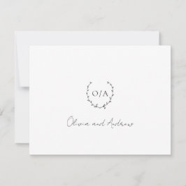 Classic Monogram Wreath Wappen Elegante Hochzeit Dankeskarte