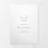 Classic Monogram Wreath Wappen Elegante Hochzeit Dreifach Gefaltete Einladung (Cover)