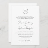 Classic Monogram Wreath Wappen Elegante Hochzeit Einladung (Vorne/Hinten)