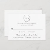 Classic Monogram Wreath Wappen Elegante Hochzeit RSVP Karte (Vorne/Hinten)