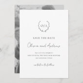 Classic Monogram Wreath Wappen Elegante Hochzeit Save The Date (Vorne/Hinten)