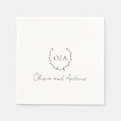 Classic Monogram Wreath Wappen Elegante Hochzeit Serviette (Vorderseite)