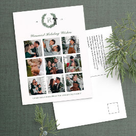 Classic Monogram Wreath Wappen Holiday Postkarte