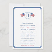 Classic Monogramm 4. Juli Hochzeit Einladung (Vorderseite)