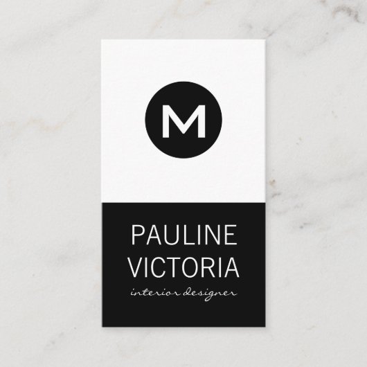 Classic Monogramm / Schwarz und Weiß Visitenkarte (Vorderseite)