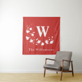 Classic Monogramm und Name Red Floral Wreath Custo Wandteppich (Beispiel)