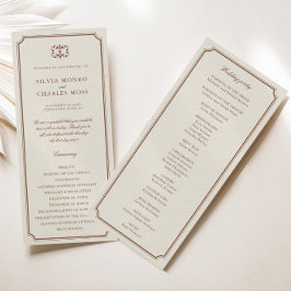 Classic Monorgam Brown Ecru Wedding Wappen Program