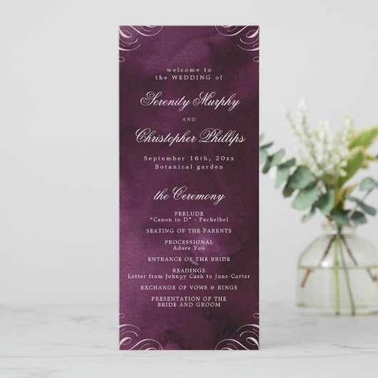 Classic Moody Masala Calligraphy Wedding Program Menükarte (Stehend Vorderseite)