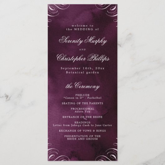 Classic Moody Masala Calligraphy Wedding Program Menükarte (Vorderseite)