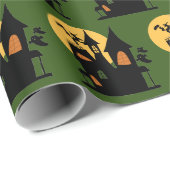 Classic Moonlit Spuk House mit Hexe & Geistern Geschenkpapier (Rolleneckpunkt)