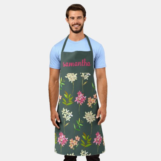 CLASSIC MOSS GREEN FLORAL PATTERN SCHÜRZE (Getragen)