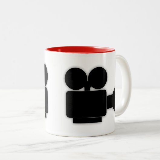  CLASSIC MOVIE CAMERA ICON DESIGN ZWEIFARBIGE TASSE (VorderseiteRechts)